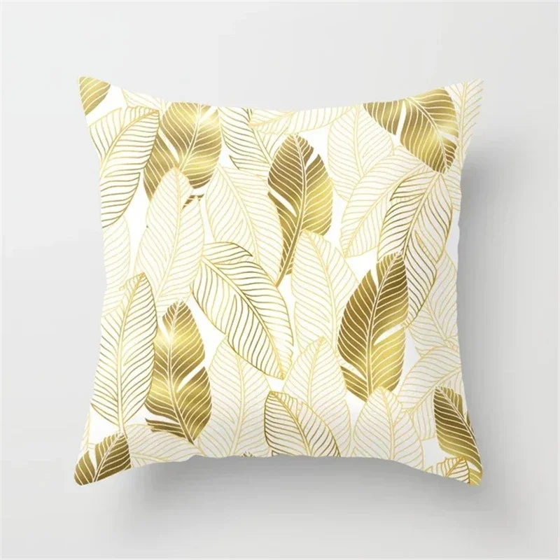 Axyaa Rose Gold Pink Palm Pillowcase 45x45cm Tropical Plants Cushion Cover
