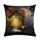 Axyaa Mushroom Fairy Tale Garden Linen Pillowcase for Sofa Seat Decor