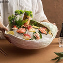 Axyaa Conch Ceramic Sashimi Plate: Elegant Seafood Display for Molecular Cuisine