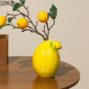 Axyaa Lemon Ceramic Vase with Artificial Flowers | Room Decorative Floral Arrangement
