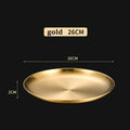 Axyaa Gold Stainless Steel Round Shallow Tray Plate for Camping BBQ Picnic