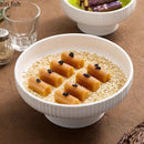 Axyaa White Striped Ceramic Dessert Sushi Plate Set of 4