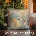 Axyaa Winter Animal Scene Pillow Cover for Sofa, Bedroom, Car - Rectangular Back Cushion