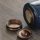 Axya Ceramic Tea Caddy with Metal Sealing Cover - Large Airtight Kitchen Storage Jar