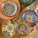 Axyaa 6.3-inch Ceramic Bohemian Style Appetizer Fruit Salad Plates Bone Plates