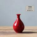 Axyaa Chinese Style Red Ceramic Vase Set Zen Tea Mat Decorative Flower Arrangement
