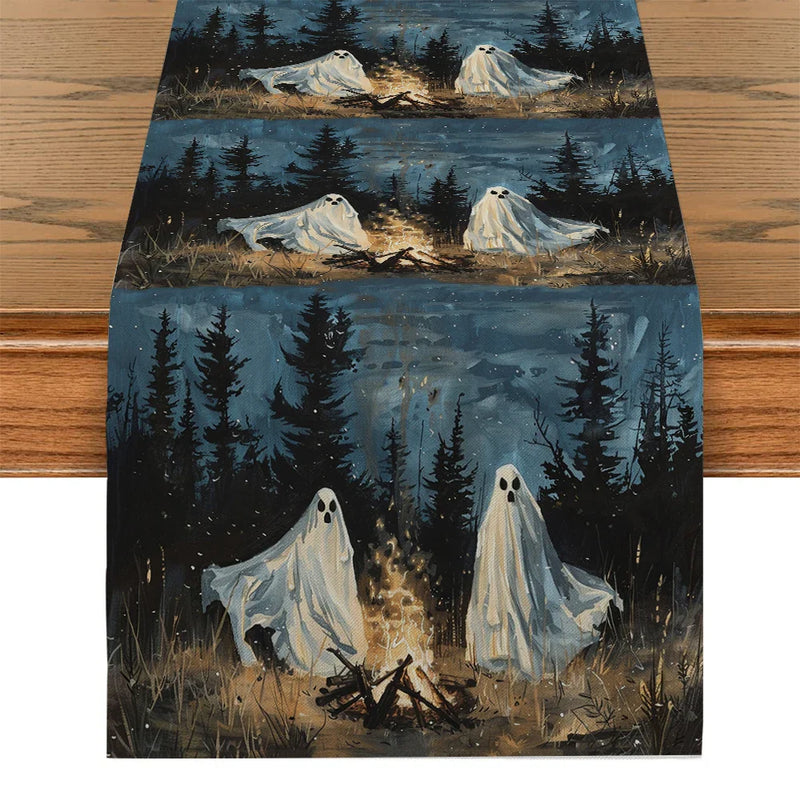 Axyaa Cute Ghost Table Runner for Halloween Decor