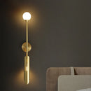 Axyaa Postmodern Gold LED Wall Lamp - Copper Bedside Sconce for Living Room