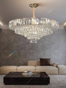 Axyaa Clear Crystal Chandelier: Nordic Luxury Hanging Lamp for Living Room and Dining Table