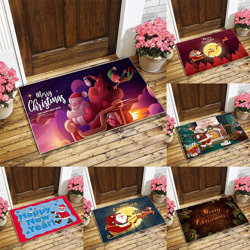 Axyaa Christmas Santa Mat: Festive Home Decoration for Kitchen and Bathroom