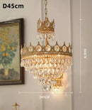 Axyaa Gold Crown Crystal Chandelier: Elegant Luxury Ceiling Light for Home