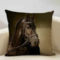 Axyaa Horse Pattern Cushion Cover 45x45cm Linen for Home Living Room Art Decoration