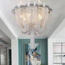 Axyaa Chrome Aluminum Chain Pendant LED Ceiling Light Fixture