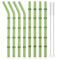 Axyaa 8pcs High Borosilicate Glass Drinking Straw Set, Reusable Eco-Friendly Bar Accessories