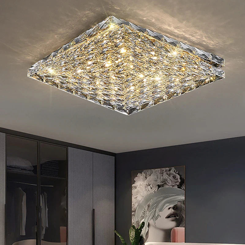 Axyaa Crystal Square Ceiling Light for Home Living Room and Bedroom