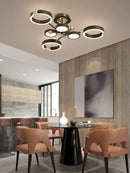 Axyaa Modern Luxury Chandelier Aluminum Remote Control Pendant Lights Crystals Home Decor