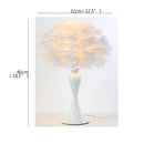 Axyaa White Feather LED Table Lamp - Modern Design for Home and Bedroom Decor