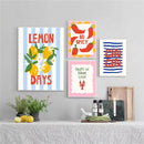 Axyaa Wine & Pasta Night Poster Set for Trendy Bar Cart and Maximalist Room Decor