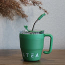 Axyaa Stainless Steel Double Layer Mug with Straw Lid - 480ml