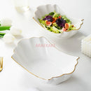 Axyaa 800ml Gold Phoenix Tail Ceramic Bowl - Multipurpose Soup Pasta Fruit Salad Plate
