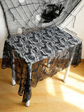 Axyaa Bat Lace Table Runner Cobweb Tablecloth Gothic Halloween Dining Decor