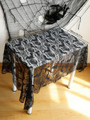 Axyaa Bat Lace Table Runner Cobweb Tablecloth Gothic Halloween Dining Decor