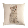 Axyaa Cat Printed Cotton Linen Cushion Cover 45x45cm
