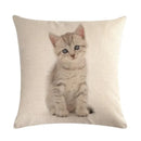 Axyaa Cat Printed Cotton Linen Cushion Cover 45x45cm