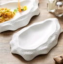 Axyaa White Imitation Oyster Ceramic Pasta Plate Irregular Dinner Tableware