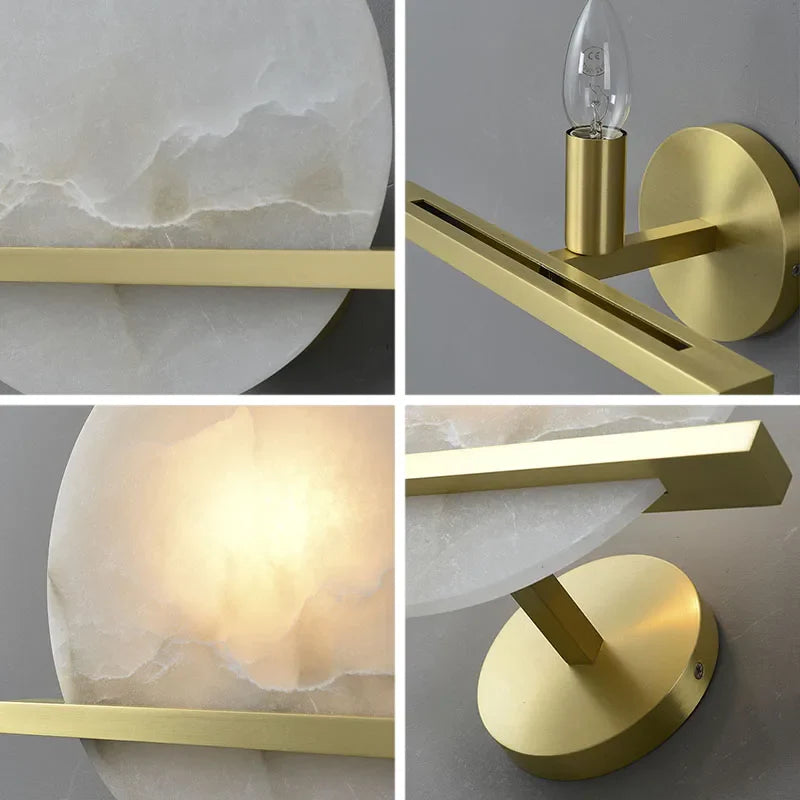 Luxury Marble Wall Lamp by Axyaa: Elegant LED Lighting for Bedroom and Living Room