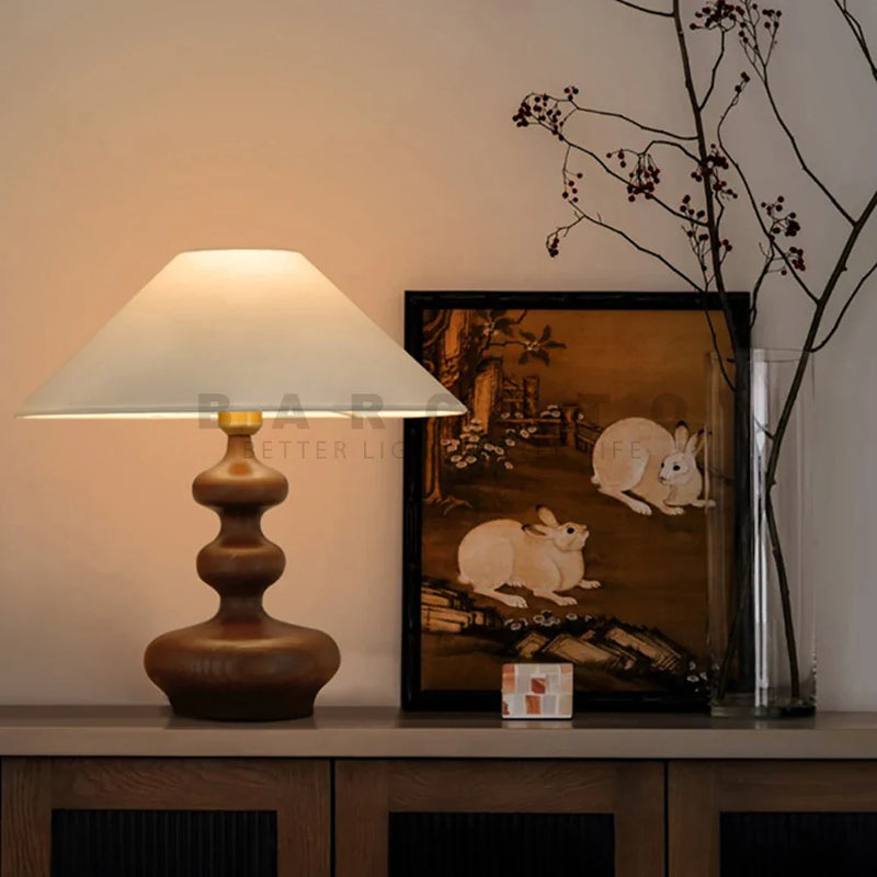 Axyaa Nordic Solid Wood Table Lamp for Home Study Bedroom Lighting