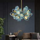 Axyaa Blue Flower Chandelier: LED Modern Home Decor Hanging Lamp for Luxury Living Room