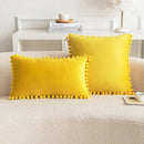 Axyaa Nordic Velvet Pillowcase with Pompoms Edge - Soft Cushion Cover for Home Decor