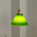 Axyaa Japanese Brass Pendant Lamp with Adjustable Wire in Green