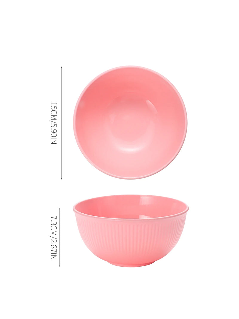 Axyaa Pink Vertical Grain Bowl Set - Pack of 8