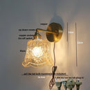 Axyaa Vintage Style Green Glass LED Wall Lights with Pull Chain Switch