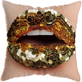 Pink Gold Lips Cushion Cover by Axyaa: Modern Nordic Diamond Painting Home Decor