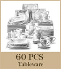 Axyaa Marble Grey Porcelain Dinnerware Set for 12