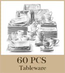Axyaa Marble Grey Porcelain Dinnerware Set for 12