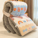 Axyaa Plush Cartoon Bear Blanket: Soft Warm Queen Comforter, Fluffy Fleece Winter Bedding