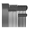 Axyaa Black Stainless Steel Cutlery Set for Dinner Kitchen, 24Pcs Flatware Set