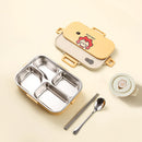 Axyaa Stainless Steel Divided Lunch Box Set with Cutlery