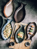 Axyaa Ceramic Fish Plate for Sushi and Steamed Fish, Household Kitchen Essential