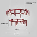 Axyaa Nordic Retro U-shaped Round Chandelier - Modern Living Room Dining Bedroom Red Lamp
