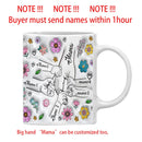 3D Effect Flowers Cup Holding Hands Personalized Name Mug for Children, Mother's Day Gift
