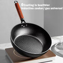 Axyaa 28cm Iron Frying Wok Pan, Handmade Cast, Gas Stove Kitchen Cookware
