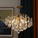 Axyaa Retro Crystal Chandelier for Bedroom Dining Living Room Cloakroom Luxurious Pendant Light