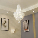 Axyaa Round Wooden Beads Chandelier Hanging Lamp for Home and Commercial Spaces