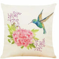 Axyaa Watercolor Hummingbird & Flower Cushion Cover 45X45cm Farmhouse Decor