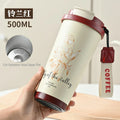 Axyaa Stainless Steel Ceramic Insulated Water Cup with Large Capacity Straw